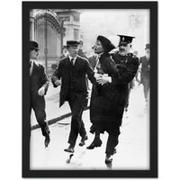 Artery8 Wall Art Print Emmeline Pankhurst Suffragette Arrested 1914 Photo Large Framed Wall Décor Art in Brown | Size: W18" x H24"