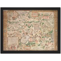 Artery8 Wall Art Print Jenkinson 1562 Map Russia Moscow Tartary Large Framed Wall Dรฉcor Art in Black | Size: W18" x H24"