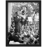 Artery8 Wall Art Print Leffler US Attorney General Robert Kennedy Crowd Photo Large Framed Wall Dรฉcor Art in Black | Size: W18" x H24"