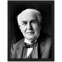 Artery8 Wall Art Print Portrait Inventor Thomas Alva Edison Old Photo Large Framed Wall Décor Art in Brown | Size: W18" x H24"