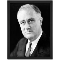 Artery8 Wall Art Print Portrait President FDR Franklin Roosevelt Photo Large Framed Wall Dรฉcor Art in Black | Size: W18" x H24"