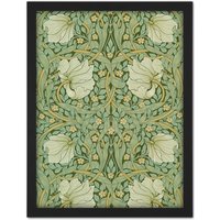 Artery8 Wall Art Print William Morris Pimpernel Arts Craft Pattern Design Large Framed Wall Décor Art in Black | Size: W18" x H24"