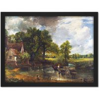 Artery8 Wall Art Print Constable The Hay Wain Landscape Painting Large Framed Wall Décor Art in Light Oak | Size: W18" x H24"