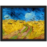 Artery8 Wall Art Print Van Gogh Wheatfield With Crows Painting Large Framed Wall Décor Art in White | Size: W18" x H24"