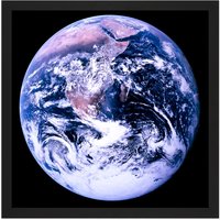 Artery8 Wall Art Print Space NASA Earth Apollo 17 Blue Marble Photograph Square Framed Picture 16X16 Inch in Black | Size: W16" x H16"
