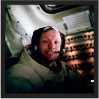 Artery8 Wall Art Print Aldrin NASA Astronaut Neil Armstrong Apollo 11 Flight Photo Square Framed Picture 16X16 Inch in Black | Size: W16" x H16"