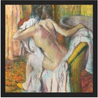 Artery8 Wall Art Print Degas After Bath Woman Drying Herself Painting Square Framed Picture 16X16 Inch in Black | Size: W16" x H16"