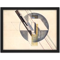 Artery8 Wall Art Print Klucis Construction Constructivist Painting Large Framed Wall Décor Art in Light Oak | Size: W18" x H24"