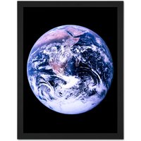 Artery8 Wall Art Print Space NASA Earth Apollo 17 Blue Marble Photograph Large Framed Wall Décor Art in Brown | Size: W18" x H24"