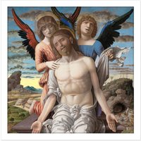 Artery8 Wall Art Print Mantegna Christ Suffering Redeemer Painting Square Framed Picture 16X16 Inch in White | Size: W16" x H16"