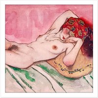 Artery8 Wall Art Print Bakst Reclining Female Nude Book Square Framed Picture 16X16 Inch in White | Size: W16" x H16"