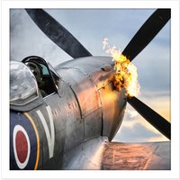 Artery8 Wall Art Print Taylor Military UK Spitfire TE311 Fighter Plane Photo Square Framed Picture 16X16 Inch in White | Size: W16" x H16"
