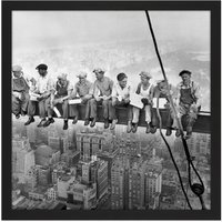 Artery8 Wall Art Print Lunch Atop A Skyscraper New York 1932 Iconic Photo Square Framed Picture 16X16 Inch in Black | Size: W16" x H16"