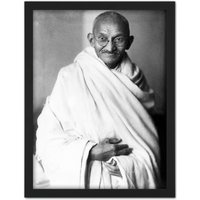 Artery8 Wall Art Print Portrait Indian Political Activist Mohandas Gandhi Photo Large Framed Wall Décor Art in Brown | Size: W18" x H24"