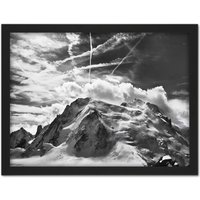 Artery8 Wall Art Print Buisse Mont Blanc Tacul Mountain Summit Photo Large Framed Wall Décor Art in White | Size: W18" x H24"