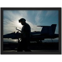 Artery8 Wall Art Print Military USA Navy Aviation Structural Mechanic Photo Large Framed Wall Décor Art in Brown | Size: W18" x H24"