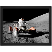 Artery8 Wall Art Print Space NASA Apollo 17 Lunar Rover Vehicle Moon Photo Large Framed Wall Dรฉcor Art in Brown | Size: W18" x H24"