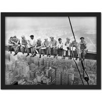 Artery8 Wall Art Print Lunch Atop A Skyscraper New York 1932 Iconic Photo Large Framed Wall Décor Art in Brown | Size: W18" x H24"