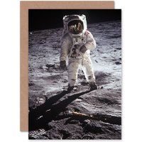 Artery8 NASA Apollo 11 Astronaut Aldrin Armstrong Moon Landing Greetings Card in Grey