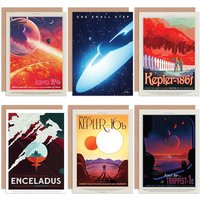 Artery8 NASA Space Travel Tour Lava Life Kepler 186f 16b Enceladus Trappist 1e All Occasions Various Assorted Greeting Cards With Envelopes Pack of 6