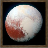 Artery8 Wall Art Print Space NASA LORRI Dwarf Planet Pluto Enhanced Photo Square Framed Picture 16X16 Inch in Brown | Size: W16" x H16"