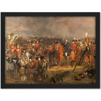 Artery8 Wall Art Print Pieneman The Battle Of Waterloo Painting Large Framed Wall Décor Art in White | Size: W18" x H24"