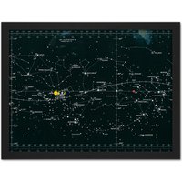 Artery8 Wall Art Print NASA Space CSM-TEC Apollo 11 Star Chart Map Galaxy Large Framed Wall Décor Art in White | Size: W18" x H24"