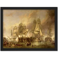 Artery8 Wall Art Print Stanfield The Battle Of Trafalgar Painting Large Framed Wall Décor Art in Brown | Size: W18" x H24"