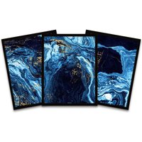 Wee Blue Coo Wall Art Print Abstract Dark Blue Gold Marble Precious Black Framed Poster Pack of 3 | Size: W12" x H16"