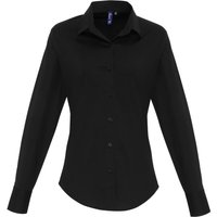 Premier Women's Stretch Fit Poplin Long Sleeve Blouse in Black | Size: Small