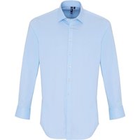 Premier Men's Stretch Fit Poplin Long Sleeve Shirt in Pale Blue | Size: Medium