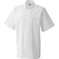 Premier Men's Short Sleeved Chefs Jacket Workwear Pack of 2 in White | Size: XS
