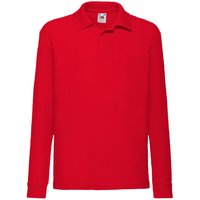 Fruit of the Loom Long Sleeve 65 35 Pique Polo Polo Shirts Pack of 2 in Red | Size: 7-8 Years