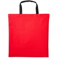 Nutshell Women's Varsity Cotton Shopper Short Handle Tote in Light Red