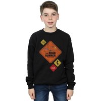Looney Tunes Boy's Road Runner Road Sign Sweatshirt in Black | Size: 5-6 Years