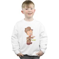 Looney Tunes Boy's Elmer Fudd Distressed Sweatshirt in White | Size: 5-6 Years
