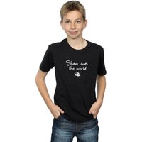 Disney Boy's Aladdin Show Me The World T-Shirt in Black | Size: 7-8 Years