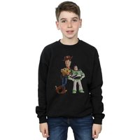Disney Boy's Toy Story Buzz & Woody Standing Sweatshirt in Black | Size: 3-4 Years