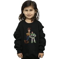 Disney Girl's Toy Story Buzz & Woody Standing Sweatshirt in Black | Size: 3-4 Years