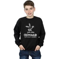 Disney Boy's Oswald Logo Sweatshirt in Black | Size: 9 Years