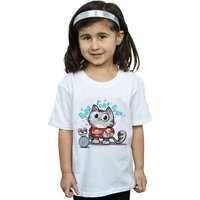 The Big Bang Theory Girl's Bazinga Kitty Cotton T-Shirt in White | Size: 3-4 Years
