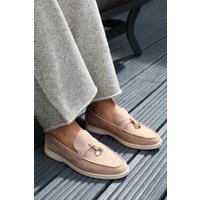 Where's That From Women's 'Pegasus' Slip On Trim Loafers With Accessory Detailing in Taupe | Size: 3