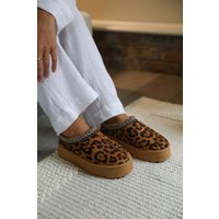 Freeze Flatform Embroidered Low Ankle Slipper Boots Dark