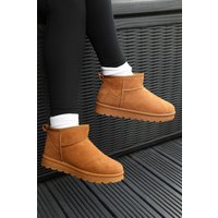 Where's That From Women's 'Pine' Faux Fur Lining Ankle Boots in Light Brown | Size: 7