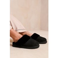Where's That From Women's Comfort Trim Mule Slipper in Black | Size: 6