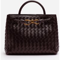 Where's That From Women's 'Luna' Woven Leather Tote Bag With Gold Detail in Dark Brown
