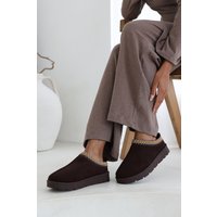 Where's That From Women's 'Ivana' Cosy Faux-Suede Fur Lining Low Ankle Boot in Brown | Size: 8