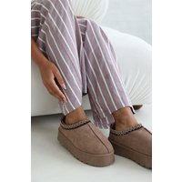 Where's That From Quincy Faux-Suede Platform Slippers - Camel