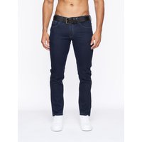 Cadman Straight Fit Denim Jeans Branded Belt & Printed Waist Patch Dark 38R