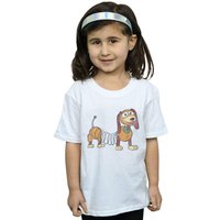 Disney Girl's Toy Story 4 Slinky Pose Cotton T-Shirt in White | Size: 9 Years